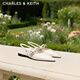 CHARLES&KEITH26春新品一字帶鏈條平底尖頭涼鞋單鞋生日禮物CK1-70381189 Beige米色 37 （235）