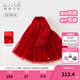 戴維貝拉（DAVE＆BELLA）女童連衣裙中國風(fēng)兒童網(wǎng)紗裙秋冬新年童裙寶寶裙子中大童公主裙 中國紅【現貨】 120 cm（建議身高110-120cm）
