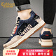 卡賓板鞋男鞋春季復古輕奢小眾鞋子男潮鞋男士休閑鞋靴運動(dòng)鞋低幫潮鞋 米藍 39