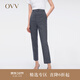 OVV春夏熱賣(mài)女裝韓國進(jìn)口亞麻混紡面料九分煙管西褲 牛仔藍（凈色）13 XL