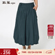 斯琴夏季熟女捏褶明線(xiàn)裝飾輕柔寬松純棉裙褲 七分裙褲11XK021 綠色 L
