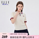 ELLE ACTIVE女士polo衫短袖針織夏季活力撞色氣質(zhì)通勤休閑運動(dòng)翻領(lǐng)T恤網(wǎng)球服 上衣-杏色 XL