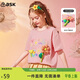 ASK JUNIOR女童純棉短袖T恤夏季薄款中大童時(shí)尚立體花朵T恤兒童上衣童裝