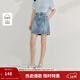 茵曼（INMAN）【商場(chǎng)同款】牛仔短裙2025夏季女裝新款純棉顯瘦a字裙子 淺牛仔 L