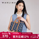 萬(wàn)里馬（wanlima）丹寧水桶包托特包通勤印花牛仔布單肩斜跨手提女38女神節禮物 牛仔藍/杏仁棕