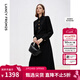朗姿2025年秋季新款黑色長(cháng)裙高級感氣質(zhì)法式設計感收腰襯衫連衣裙 黑色2 L