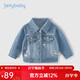 JELLYBABY女童牛仔外套春秋款3兒童秋裝開(kāi)衫小童早秋衣服純棉5寶寶秋季上衣 牛仔藍 130