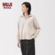 MUJI女式 米蘭諾羅紋編織半拉鏈毛衣女款針織衫25年冬季 女裝 上衣 米白色 M (160/84A)