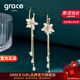 Grace Girl流蘇花朵耳環(huán)女長(cháng)款氣質(zhì)耳墜時(shí)尚耳飾生日38女神節禮物送女友老婆 花朵金色耳環(huán)-本地倉