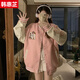 韓惠芷小清新學(xué)院風(fēng)外套棒球服女2026春秋季寬松百搭學(xué)生情侶夾克上衣女 A17粉色 L 【建議100-125斤】