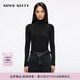 MISS SIXTY2025秋季新款針織衫女高領(lǐng)緊身彈力長(cháng)袖簡(jiǎn)約刺繡上衣 黑色 M