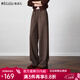 Olrain歐芮兒醋酸針織休閑褲女裝春季新款通勤寬松顯瘦長(cháng)褲 咖色 XL 170/76A/XL