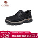 駱駝（CAMEL）磨砂牛皮男士工裝大頭休閑皮鞋 G13A307163 黑色 43 