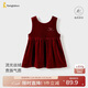 童泰（TONGTAI）女寶寶連衣裙冬季兒童裙子女童絲絨公主裙新年馬甲裙紅色110cm