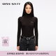 MISS SIXTY2025秋季新款羊毛羊絨針織衫女高領(lǐng)緊身長(cháng)袖簡(jiǎn)約刺繡 烏木棕 M