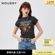 moussy 【熱銷(xiāo)爆款】甜美字母花卉印花修身短袖T恤028ISQ90-4211 021淺黑色 均碼