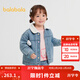 巴拉巴拉【商場(chǎng)同款】童裝女童牛仔外套毛領(lǐng)加絨秋冬裝2025新款仿羊羔毛萌 牛仔淺藍88101 110