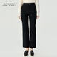 哥弟（GIRDEAR）女裝女款子闊腿褲高彈顯瘦高腰雙排扣褲子微喇小黑褲1196512 黑色 常規款 2XL