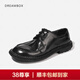 dreambox鈞博vibram夏季薄款男士休閑皮鞋水洗馬皮輕便透氣男鞋 暗黑色 41 男碼
