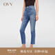OVV春夏熱賣(mài)女裝意大利進(jìn)口面料九分鉛筆褲休閑牛仔褲 中藍（凈色）01 25