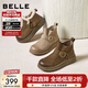 百麗（Belle）復古擦色鞋頭牛皮休閑靴女冬季新款商場(chǎng)厚底短靴E5D1DDD5 棕色 36 (230mm)