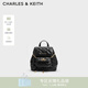 CHARLES&KEITH菱格大容量柔軟多用背包書(shū)包雙肩包包女包生日禮物CK2-60151400 Black黑色 S