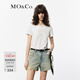 MO&Co.短袖T恤彈力棉夏美式復古撞邊圓領(lǐng)正肩微修身白色摩安珂 本白色 M 165