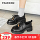 意爾康女鞋厚底小皮鞋女2026春季新款羊皮樂(lè )福鞋女英倫風(fēng)真皮單鞋女 黑色 37