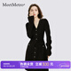 MeetMetro瑪依爾黑色赫本風(fēng)針織連衣裙女2025秋季新款法式V領(lǐng)小黑裙 黑色 S