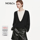 MO&Co.【C+系列】針織衫2025秋新品綿羊毛假兩件寬松MBE3SWT029 黑色 M /165
