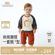 英氏（YEEHOO）寶寶套裝衣服秋冬新款男女童長(cháng)袖衛衣長(cháng)褲嬰兒兩件套加絨保暖 奶油吐司套裝 80 cm