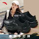安踏小千禧丨女鞋運動(dòng)鞋皮面防水休閑厚底黑色輕便戶(hù)外老爹旅游鞋 【主推小千禧-防潑水皮革】黑 38