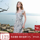 三彩2025夏季新款荷葉邊連衣裙法式收腰A字裙魚(yú)尾長(cháng)裙浪漫M 寂靜灰花卉 M 160/84A