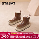 星期六雪地靴女平底加絨增高防寒保暖潮流百搭東北棉靴2026冬季新款 棕色 37 (235mm) 標準碼