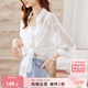 尚都比拉夏季氣質(zhì)通勤襯衫領(lǐng)輕薄感清涼遮陽(yáng)襯衫長(cháng)袖女 白色 L 