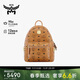 MCM STARK迷你情侶款鉚釘雙肩包干邑色