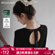 Olrain歐芮兒黑色顯瘦背后鏤空蝴蝶結長(cháng)袖T恤女裝春2026新款修身上衣 黑色 L