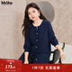 MsShe【45支羊毛混紡】大碼女裝2026款春季胖mm顯瘦毛衣開(kāi)衫外套 藏青藍色現貨 3XL