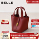 百麗包包26春新頭層牛皮手提紅色菜籃子水桶包BL880AX6 紅色 F