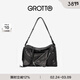 GROTTO個(gè)樂(lè )新款SoftCollar保齡球包單肩包小中號通勤斜挎包禮物女神節 經(jīng)典黑M 亮銀