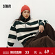 森馬（Semir）衛衣女冬半拉鏈立領(lǐng)小狗oversize條紋抓絨套頭衫疊穿復古上衣 灰綠色調00324 M