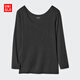 優(yōu)衣庫女裝HEATTECH U領(lǐng)T恤/8分袖保暖衣478934 485810 485810/09黑色 M