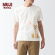 MUJI 男式天竺編織印花T恤男士短袖打底衫男款上衣 耳廓狐 M (170/92A)