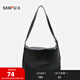 三福枕頭包2024夏自由通勤系列復古舒軟大容量女挎包488070 黑色 大