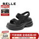 百麗（Belle）時(shí)尚閃耀水鉆休閑涼鞋女厚底增高涼鞋B2727BL5 黑色 38 (240mm)