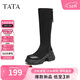 他她（TATA）女靴厚底高長(cháng)靴冬季時(shí)尚休閑百搭彈力 黑色 38