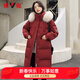 雅鹿羽絨服女裝冬季新款中長(cháng)款過(guò)膝加厚時(shí)尚派克服外套Y 朱砂紅 M/160（120-140斤）