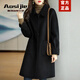 Aosijie高端品牌雙面羊絨大衣女秋冬新款韓版氣質(zhì)優(yōu)雅寬松顯瘦羊毛呢外套 鋼琴黑 L 【126-170斤】