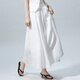 凌丹娜白色高腰亞麻半身裙女中長(cháng)款夏季薄款傘裙長(cháng)裙寬松休閑裙A字裙子 白色裙子 L