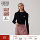 Teenie Weenie小熊女裝時(shí)尚簡(jiǎn)約毛衣保暖冬季女圓領(lǐng)毛衫修身打底衫 黑色 M 165